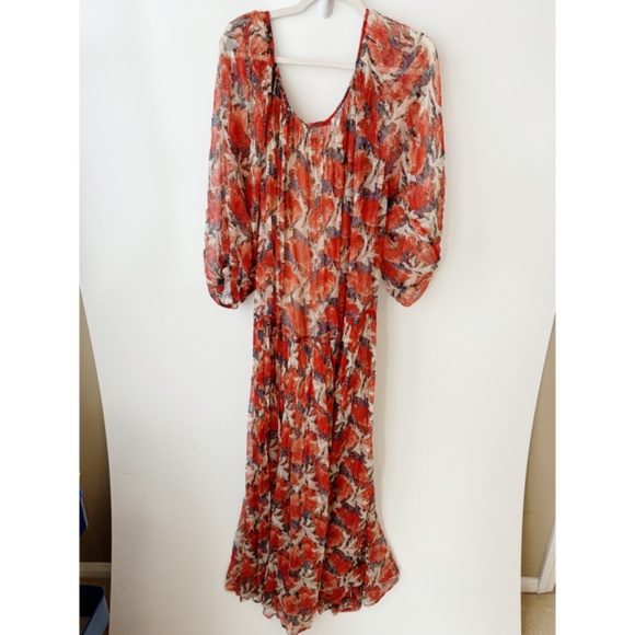 Mes Demoiselles Paris Cetina Maxi Floral Boho Chiffon Dress 42 Large - Picture 5 of 13